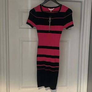 Black and pink knit dress